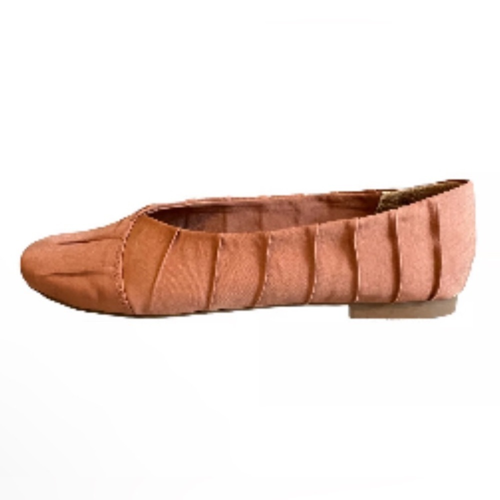 Korks Palmer Ballet Flats Pink Coral Ruched Fabric Women’s 7 Size